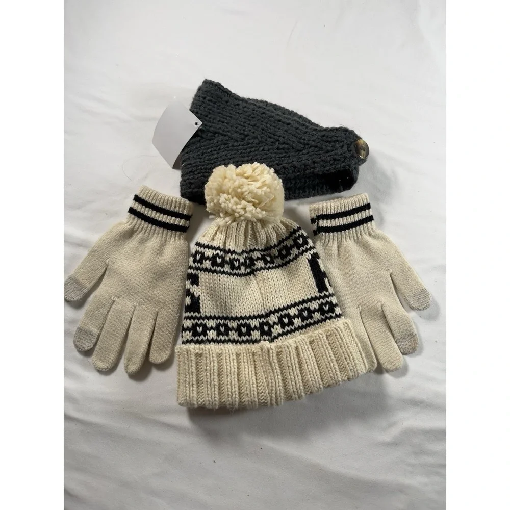 NFL Las Vegas Raiders Hat Gloves Set NWT Plus Knit Headband Neck Warmer